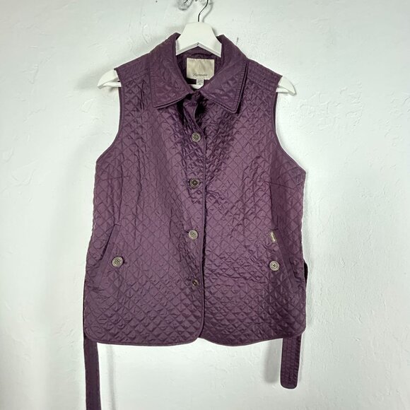 Faconnable Womens Quilted Water-Resistant Vest Medium Purple Packable Outdoor - Picture 1 of 10